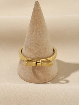 Простое и регулируемое кольцо-бантик с регулируемым отверстием, женское стальное кольцо, ювелирный подарок