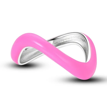 Простое розовое изогнутое кольцо из стерлингового серебра S925 Пробы с небольшим дизайном, Аксессуары для женской вечеринки, Подарки дружбы