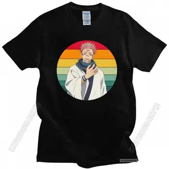 Ретро аниме Дзюдзюцу Кайсен Мужская футболка из 100% хлопка, футболки Sukuna Manga, футболки с принтом манги, уличная одежда