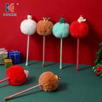 Рождественская серия, милая мультяшная плюшевая шариковая ручка, креативные ручки для подписи, подарок для офиса, школьные принадлежности, канцелярские принадлежности, Забавная ручка