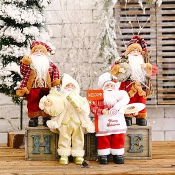 Рождественские украшения Стоячая Поза Кукла Санта Клауса Рождественская пластиковая кукла Креативное игрушечное украшение