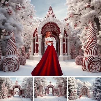 Рождественские фоны для фотографий с портретами девочек, ворота парка развлечений, Кедр и Рождественская елка, декорации, реквизит для фотостудии