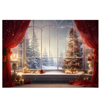 Рождественский фон 210x150 см Ткань Рождественское окно Детская Фотостудия Фотофоны для фотосъемки