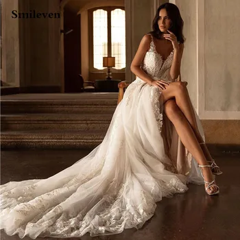 Свадебные платья Smileven с кружевами в стиле бохо, Трапециевидное платье без рукавов с V-образным вырезом и аппликациями, свадебные платья Vestido de novia 2024 г.