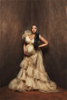 Свадебные платья для беременных с шампанским для фотосессии, с V-образным вырезом, без рукавов, для душа ребенка, пояс для халата для беременных, сшитое на заказ женское платье для выпускного вечера