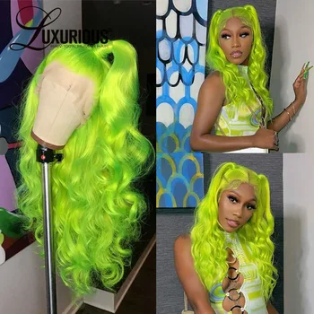 Светло-зеленые парики на кружеве 13x4, Бразильские парики из человеческих волос для женщин, предварительно выщипанные Прозрачные парики на кружеве, натуральная линия роста волос