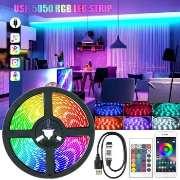 Светодиодные ленты RGB 5050, меняющие цвет, светодиодные лампы для подсветки телевизора в комнате, декор для рождественской вечеринки, USB-светодиодная подсветка, интеллектуальное управление приложением