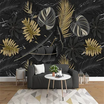 Скандинавская ручная роспись Листьев тропических растений, настенные обои для гостиной, фон для телевизора, обои для домашнего декора papel de parede