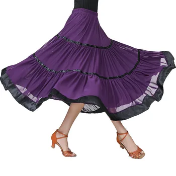 Современная танцевальная одежда, женское танго, бальные танцы, сетчатая длинная юбка, однотонное элегантное и красивое платье для выступлений на сцене.