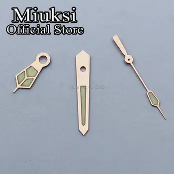 Стрелки часов Miuksi из розового золота, светло-зеленые, зеленые суперсветящиеся стрелки, подходят для механизма NH35 NH36