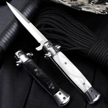 Уличные Ножи Дамасский Нож Со Складным Лезвием Нож 440C Сталь + Акриловая Ручка Карманный Кемпинг Охотничий Нож Для Выживания Инструменты