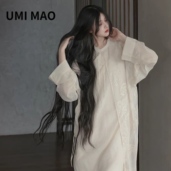 УМИ МАО В китайском стиле, домашняя улучшенная вышивка, Свободное крутое платье с длинными рукавами, Элегантное женское платье Y2K
