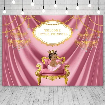Фон для фотосъемки Avezano Baby Shower Little Princess Фон с розовой занавеской для девочки для фотостудии Photozone Photocall Decor