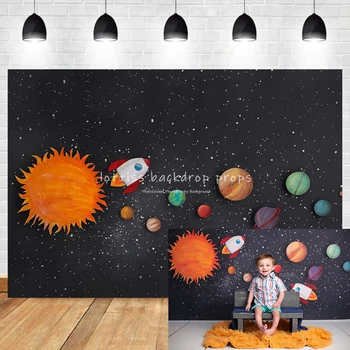 Фоны космического Авантюриста Реквизит для детского торта Фотосессия с портретом ребенка Фотостудия Rocket Spaceship Bacground Birthday