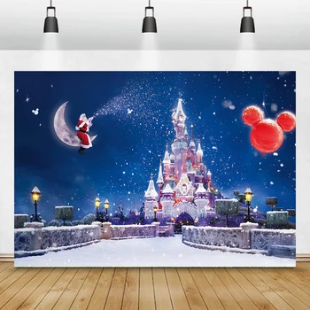 Фотография баннера с Рождественской елкой и замком для празднования Нового года Украшения для вечеринки Тканевый фон размером 10x6 футов Сказочный