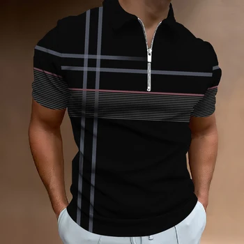 Футболка-поло для мужчин, футболка с принтом, Высококачественный пуловер на молнии, Летняя Свободная дышащая мужская одежда, футболка для гольфа