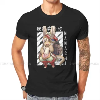 Футболки Nanachi Hipster Made In Abyss Мультфильм Аниме Мужская уличная футболка Harajuku из чистого хлопка с круглым вырезом