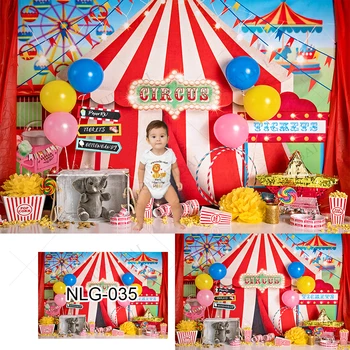 Цирк, Карнавал, вечеринка, фон, Палатка, воздушный шар, Леденец, Попкорн, Блестящее пятно, Звезда, детский торт, детская Портретная Фотостудия