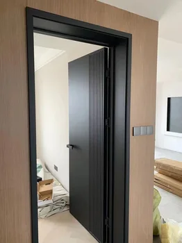 Черная современная минималистичная дверь, деревянная дверь, композитная дверь из массива дерева без краски для выпечки, звуконепроницаемая дверь в спальню без краски
