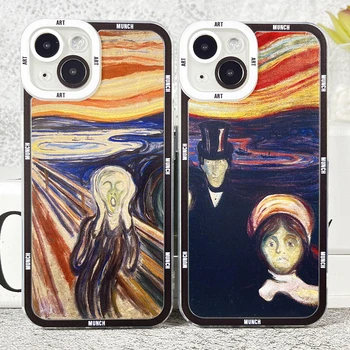 Чехол для iPhone 14 13 12 11 Pro Max Mini XS X XR SE 7 8 Plus Мягкая Обложка Munch Art The Scream