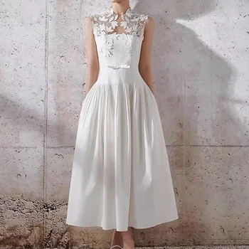 Элегантное Белое Кружевное Вечернее платье 2024 С Прозрачным Вырезом И Кружевными Аппликациями Трапециевидной формы Для Выпускного Вечера Robe De Soiree Vestidos Feast
